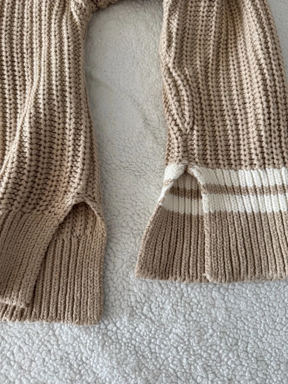 Women’s Cream-Tan V-Neck Knit Sweater - Picture 2 of 5